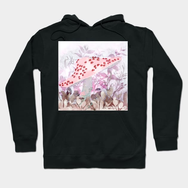 Ladybug Mushroom Negative Painting Hoodie by venglehart